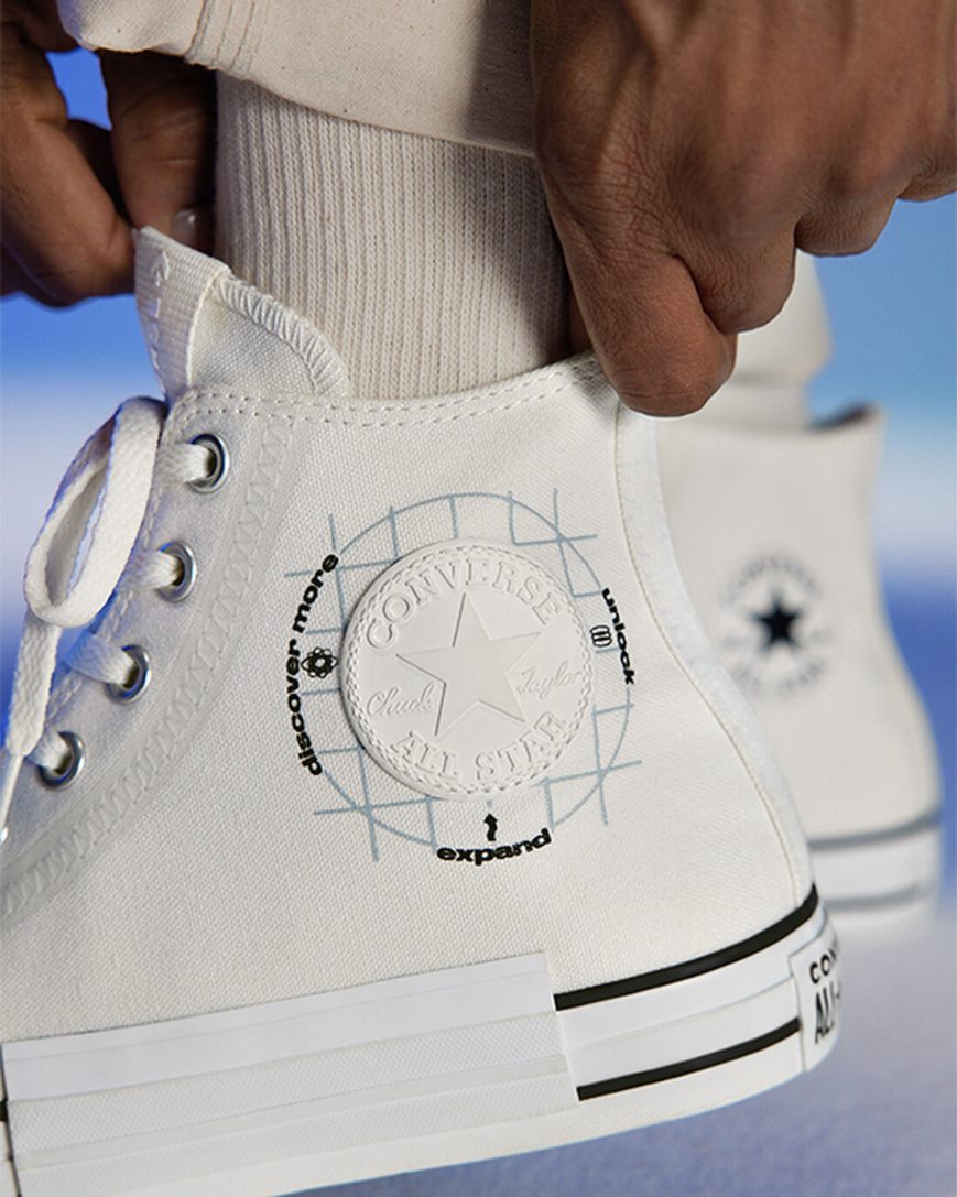 Tenisky Vysoke Converse Chuck Taylor All Star Grid Logo Damske Biele | SK SZQBW5